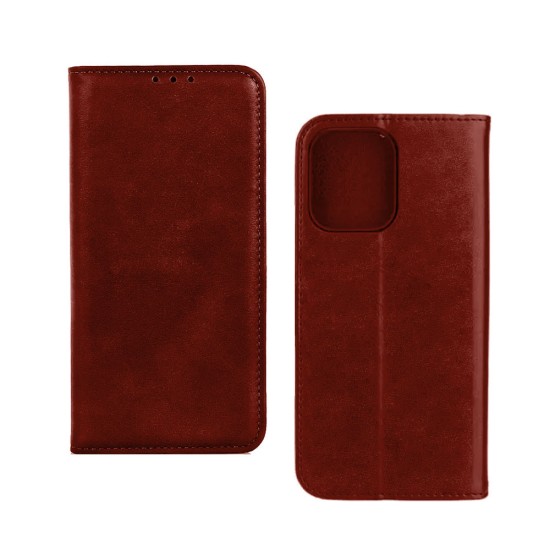 Leather Flip Cover with Internal Pocket for Apple iPhone 15 Pro Brown Leather Flip Cover with Internal Pocket for Apple iPhone 15 Pro Brown